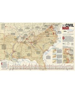 Battles of the US Civil War Map Laminated