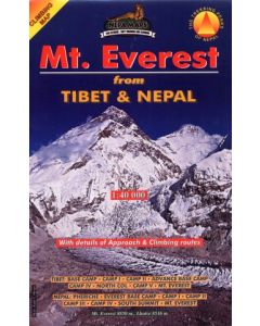 Mt Everest from Tibet and Nepal climbing map