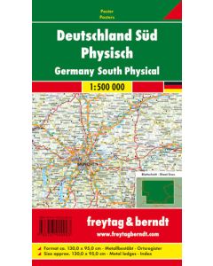 Southern Germany physical, 1:500000, metalbacked