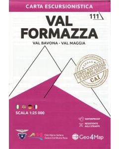 Val Formazza north east Hiking Map 111 125000