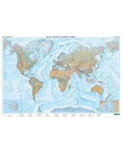 Wall map metal rods: world physical sea relief
