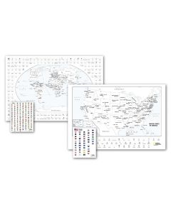 World and United States Coloring Map Pack Bundle