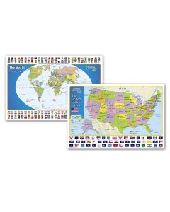 World and United States for Kids Poster Size Map Pack Bund