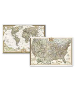 World and US Executive Poster Size Map Pack Bundle