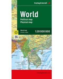 World Map, Political Physical, English, folded Map